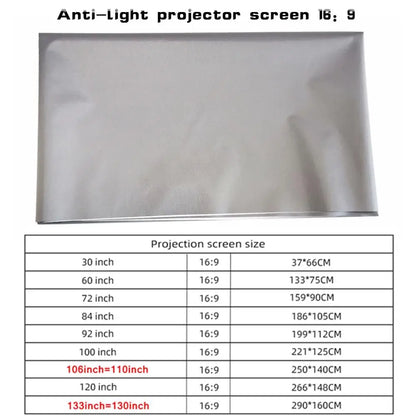 Projektionsleinwand – Anti-Licht, 60–133 Zoll, 16:9, für Beamer & Heimkino